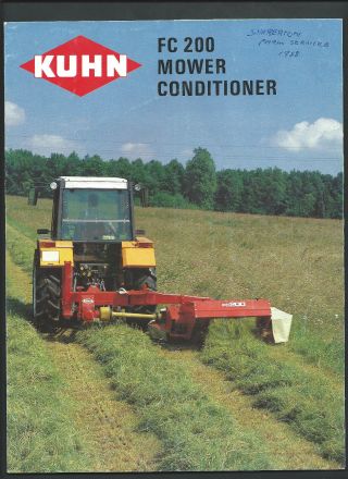 Kuhn Fc200 Mower Conditioner 4 Page Sales Brochure With Foldout