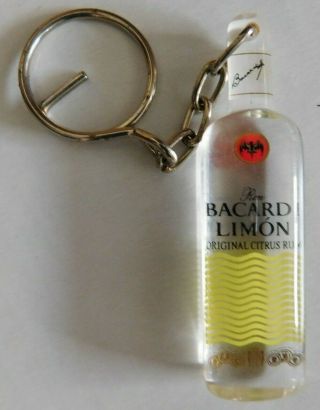 Bacardi Limon Citrus Rum Advertising Clear Acrylic Bottle Keychain