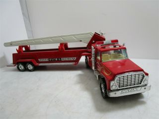 Vintage Nylint Fire Truck Fire Dept Aerial Hook 35 " Wheeled Toy W Pressed Steel