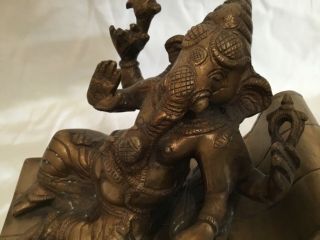 Antique Chinese bronze multi armed Hindu God ganesha ganesh reclining cot 7.  5” 2