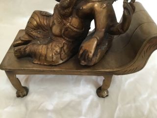 Antique Chinese bronze multi armed Hindu God ganesha ganesh reclining cot 7.  5” 3