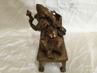 Antique Chinese bronze multi armed Hindu God ganesha ganesh reclining cot 7.  5” 6