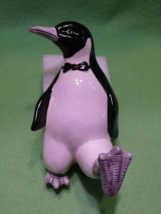 Otagiri Wall Mounted Pottery Penguin Figurine With Extended Foot Hanger / Hook.