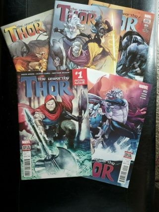 Unworthy Thor 1 2 3 4 5 Full Set (2017,  Marvel) Aaron Coipel Thanos All Nm