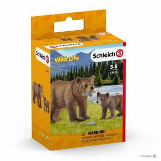 Grizzley Bear Mother & Cub Realistic 42473 Schleich Anywheres A Playground