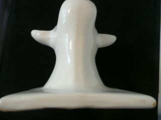 Vintage Lrge White Ceramic Cow Bull Head Towel Apron Holder Farmhouse Amber Eyes 3