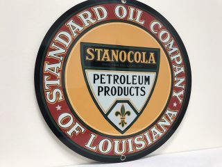 Standard Oil Company Of Louisiana Stanocola Gas Gasoline Metal Round Sign