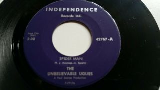 1967 Rock 45 The Unbelievable Uglies Spider Man/ Soul Of Psychedelic Sound M -