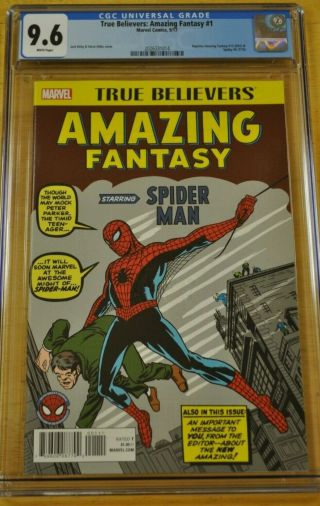 True Believers Fantasy 15 Cgc 9.  6 Nm,  1st Spider - Man Stan Lee Story