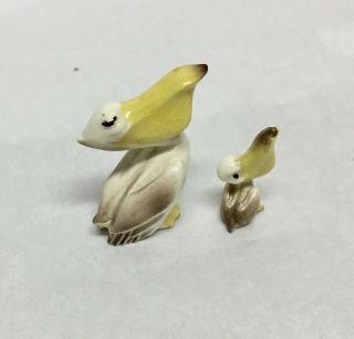 Adorable Vintage Hagen Renaker Miniature Mama & Baby Pelican Figurines