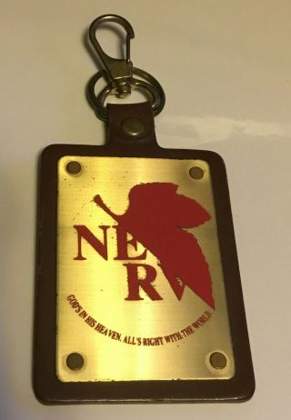 Vintage Neon Genesis Evangelion Japan Anime Leather Nerv Keychain
