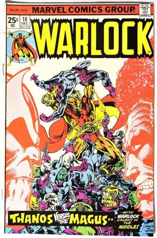 S604.  Warlock 10 Marvel 8.  0 Vf 1975 Origin Of Thanos & Gamora,  Thanos Vs Magus
