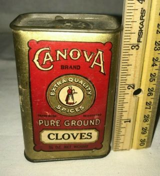 Antique Canova Cloves Spice Tin Vintage Dallas Tx Memphis Tn Louisville Ky Can