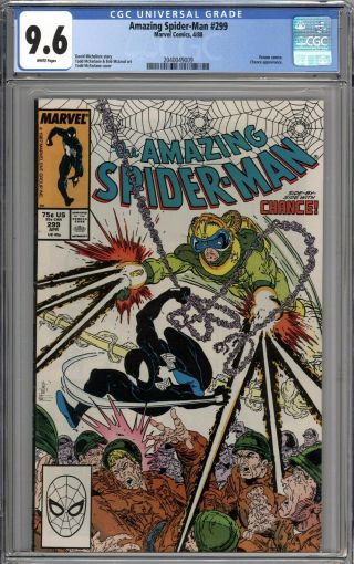 Spider - Man 299 Cgc 9.  6 Nm,  1st Venom In Cameo White Pages