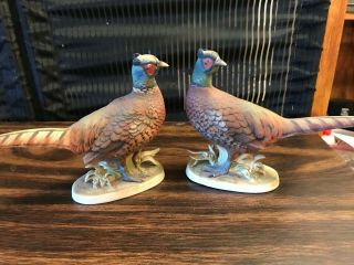 Vintage Birds Pheasants Figurines Ceramic Lefton Ching Hand Painted