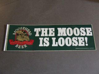 Vintage Moosehead Canadian Lager Beer The Moose Is Loose Bumper Sticker