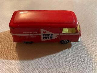 Vintage Majorette No.  244 Fourgon Vw - Cafe Hag Volkswagen Red 1/60