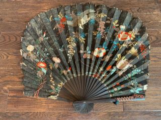 Wonderful Large 19th Century Chinese Embroidery Wall Fan