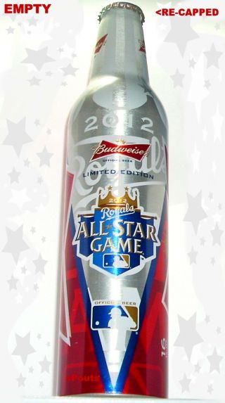 2012 Mlb Baseball All Star Game Kansas City Royal Budweiser Beer Aluminum Bottle