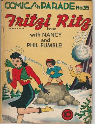 Comics On Parade No.  35 Nancy & Fritzi Ritz Vol.  3 No.  11 Dec,  1941 Fair - Good