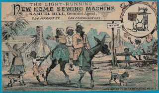 , 1880 Black Americana Home Sewing Machine Sam Hill Sf,  Ca.  Advertising Rare
