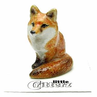 ➸ Little Critterz Forest Animal Miniature Figurine Fox Sitting Brush