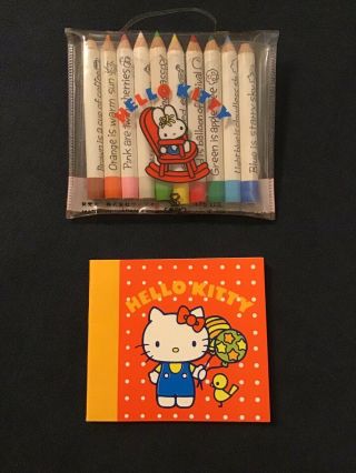 Vintage Hello Kitty Miniature Mini Colored Pencils Notepad Set Sanrio 1976 Japan