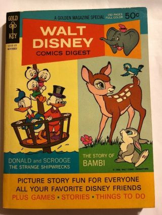 Walt Disney Comics Digest 5 1968 Gold Key / Bambi,  Uncle Scrooge $price Drop