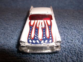 1977 HOT WHEELS DIECAST CAR WHITE WITH RED & BLUE FLAMES - MADE IN THAILAND 3