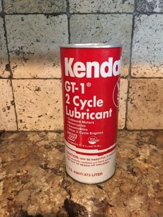 Vintage Kendall Gt - 1 2 - Cycle Lubricant Motor Oil 1 Pint Cardboard Can