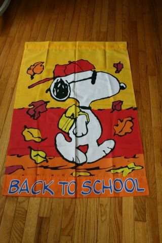 Vintage Snoopy Peanuts Large Decorative Flag: Back To School.  Fall Joe Cool