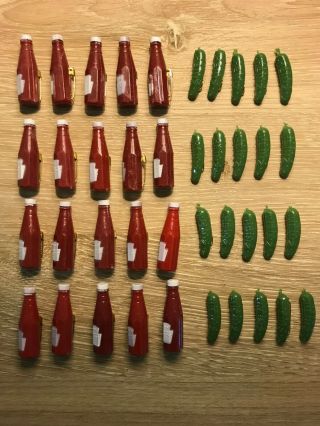 20 Heinz Pickle Pins & 20 Heinz 57 Ketchup Bottle Pins,  Official Collectible (40)