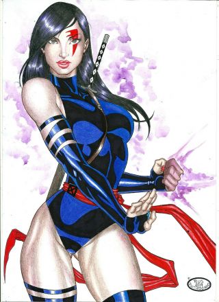 Psylocke X - Men By Rud - Art Pinup Drawing Comic