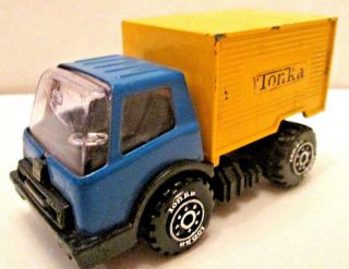 Vintage Blue & Yellow Toy Tonka Box Truck - Made In Usa - 3.  5 Inches