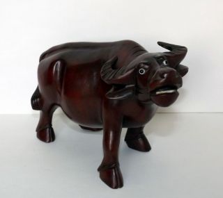 Water Buffalo / Ox,  Hand Carved,  Wood,  5 1/8 " Tall,  2 7/8 " X 7 3/4 ",  1 Lb 7 Oz