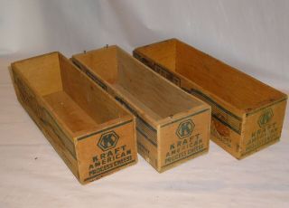 (3) Vintage Kraft Wooden Cheese Boxes - All 2 Lb Size,  Colors