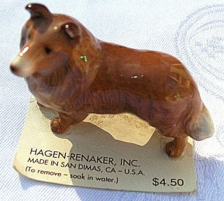 Vintage Hagen Renaker Collie Figurine Miniature Porcelain Dog Made In Usa