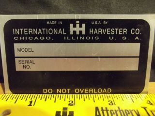 Nos Ih International Harvester Blank Serial Plate,  Id Tag, .  Rare.