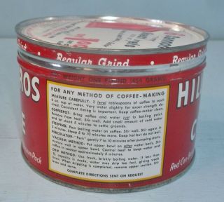 Vintage Hills Bros Tin 1 One Pound Coffee Can w/ Cannon Towel Ad Lid 2