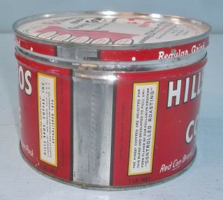 Vintage Hills Bros Tin 1 One Pound Coffee Can w/ Cannon Towel Ad Lid 4