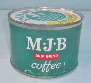 Vintage Mjb Tin 1 One Pound Coffee W/ Shake The Can Lid