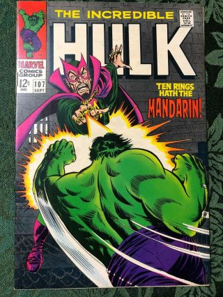Incredible Hulk 107 - Mandarin - Nick Fury Marvel 1968 Nm