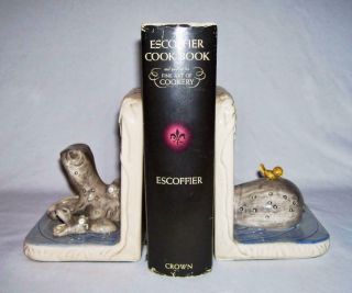 Qq (quon Quon) Early Porcelain Whimsical Yawning " Hippopotamus & Calf " Bookends