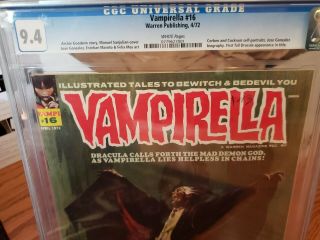 Warren Vampirella 16 Cgc 9.  4 Nm From 1972,  Sanjulian Cover First Full Dracula