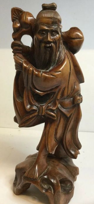 Large Antique Chinese Hand Carved Solid Wood Root Carving Of Male Figure C1920
