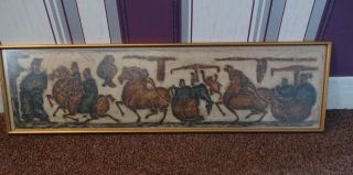 Antique Chinese " Horses & Chariots " Stone Rubbing Picture 1912–1949