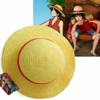 One Piece Luffy Anime Cosplay Straw Boater Beach Hat Cap Halloween Fine Freeship