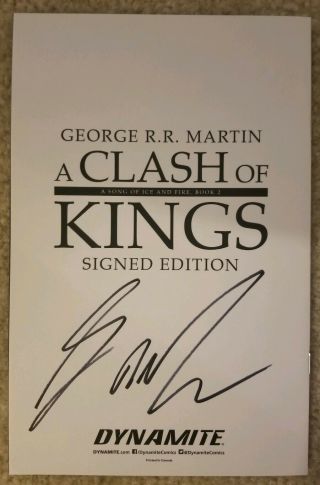 George RR Martin SIGNED EDITION Game Of Thrones Clash Of Kings 1 Dynamite Comic 3