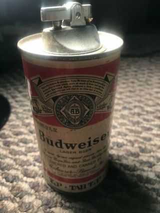 Budweiser Metal Steel Beer Can Cigarette Lighter Holder Vintage Table Top