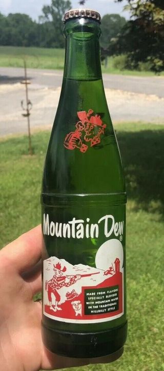 Early 12oz Red Head Willie Mountain Dew Is Good Bottle Full Rare